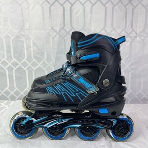 Papaison Adjustable Inline Skates Black Blue ABEC-7  XL Men 8-10.5  Women 9-11.5
